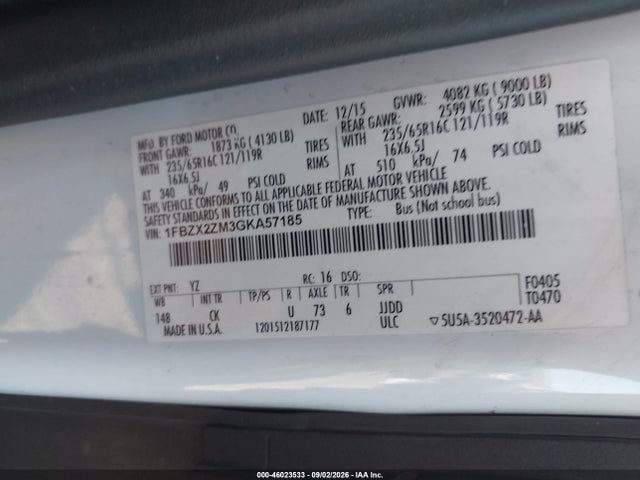 Ford Transit-350 2016 1FBZX2ZM3KGA57185 Image 9