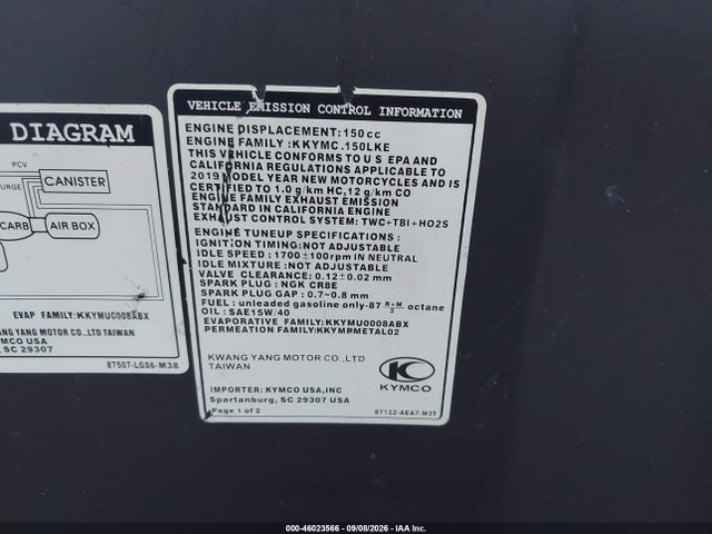 Kymco Usa Inc Like 150 2019 LC2DBJ146KC100542 Image 10