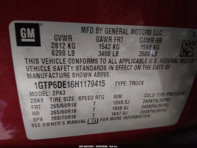 Продаж на аукціоні авто 2017 Gmc Canyon Slt, vin: 1GTP6DE16H1179415, номер лоту: 46023591
