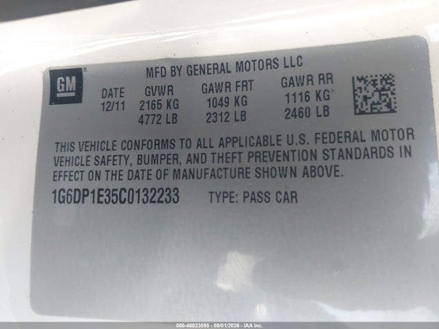 Продажа на аукционе авто 2012 Cadillac Cts Premium, vin: 1G6DP1E35C0132233, номер лота: 46023595