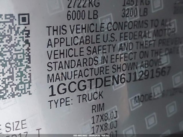 Продаж на аукціоні авто 2018 Chevrolet Colorado Z71, vin: 1GCGTDEN6J1291567, номер лоту: 46023652