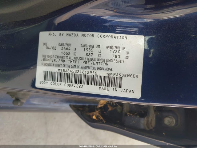 Aukcja sprzedaży 2002 Mazda Protege5, vin: JM1BJ245321612956, numer aukcji: 46023653