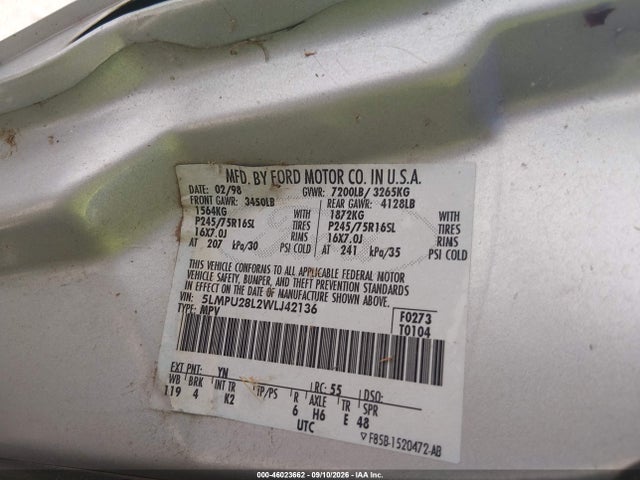 Продаж на аукціоні авто 1998 Lincoln Navigator, vin: 5LMPU28L2WLJ42136, номер лоту: 46023662
