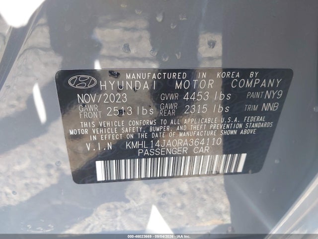 Продаж на аукціоні авто 2024 Hyundai Sonata Sel, vin: KMHL14JA0RA364110, номер лоту: 46023669