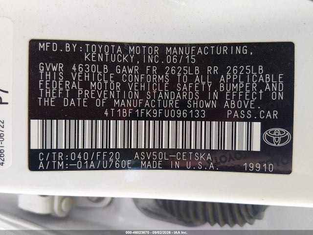 Toyota CAMRY SE 2015 4T1BF1FK9FU096133 Image 9
