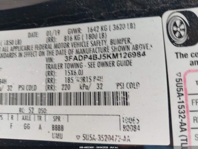Ford FIESTA SE 2019 3FADP4BJ5KM126984 Image 9