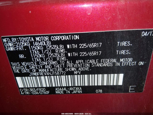 Toyota RAV4 LE 2017 JTMBFREVXHJ158772 Image 9
