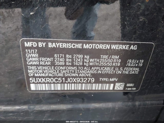 Aukcja sprzedaży 2018 Bmw X5 Xdrive35i, vin: 5UXKR0C51J0X93279, numer aukcji: 46023713
