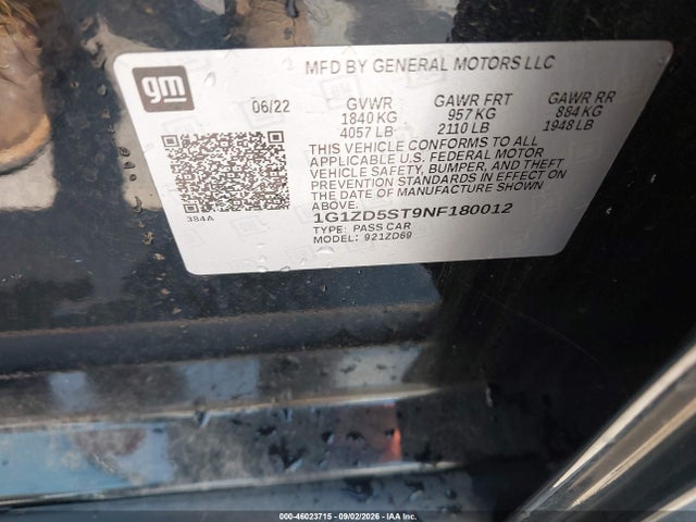 Продаж на аукціоні авто 2022 Chevrolet Malibu Fwd Lt, vin: 1G1ZD5ST9NF180012, номер лоту: 46023715