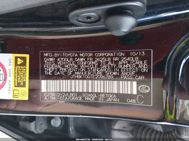 Продажа на аукционе авто 2014 Lexus Es 350, vin: JTHBK1GG1E2096789, номер лота: 46023730