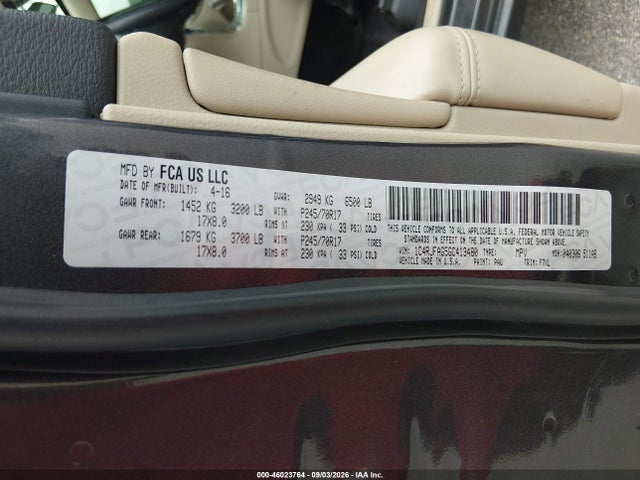 Продаж на аукціоні авто 2016 Jeep Grand Cherokee Laredo, vin: 1C4RJFAG5GC413480, номер лоту: 46023764