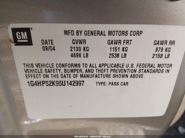 Продаж на аукціоні авто 2005 Buick Lesabre Custom, vin: 1G4HP52K95U142997, номер лоту: 46023835