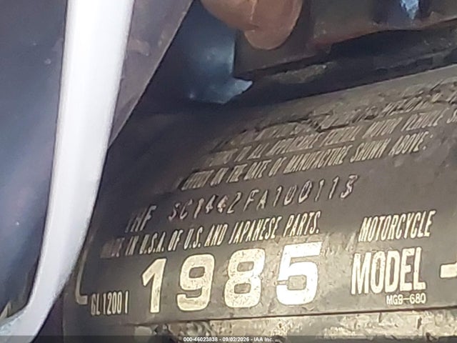 Aukcja sprzedaży 1985 Honda Gl1200 I, vin: 1HFSC1442FA100113, numer aukcji: 46023838