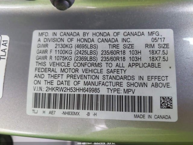 2HKRW2H53HH649985 Honda CR-V EX