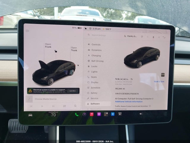 Tesla Model 3 Long Range Dual Motor All-wheel Drive 2020 5YJ3E1EBXLF600674 Image 7