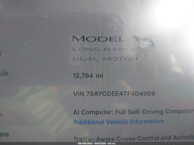 2026 Tesla Model Y All-wheel Drive/long Range Launch Series/premium All-wheel Drive მანქანა იყიდება აუქციონზე, vin: 7SAYGDEE4TF404969, აუქციონის ნომერი: 46023925