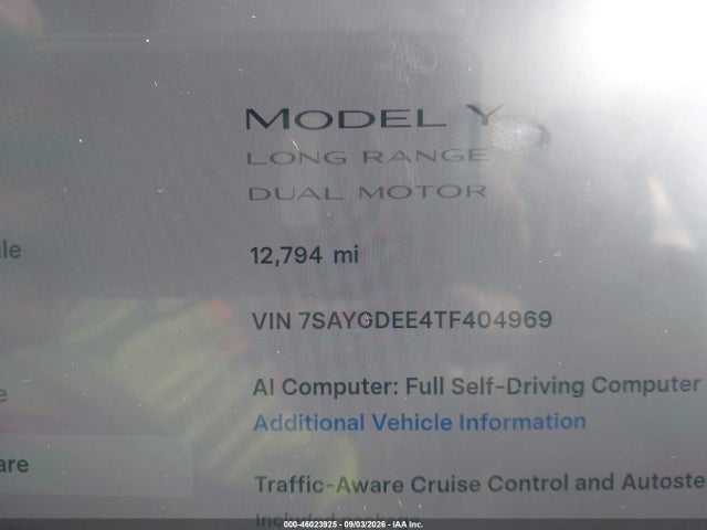 2026 Tesla Model Y All-wheel Drive/long Range Launch Series/premium All-wheel Drive მანქანა იყიდება აუქციონზე, vin: 7SAYGDEE4TF404969, აუქციონის ნომერი: 46023925