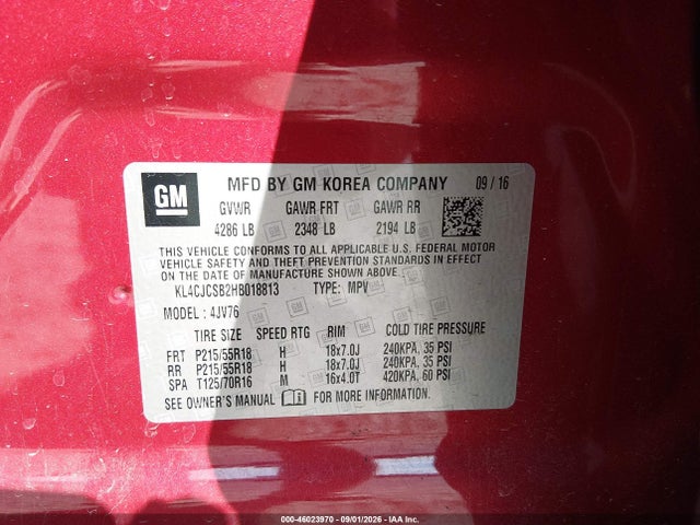 Продаж на аукціоні авто 2017 Buick Encore Essence, vin: KL4CJCSB2HB018813, номер лоту: 46023970