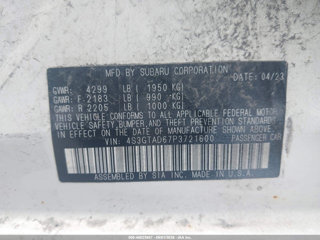 Aukcja sprzedaży 2023 Subaru Impreza Premium 5-door, vin: 4S3GTAD67P3721600, numer aukcji: 46023987