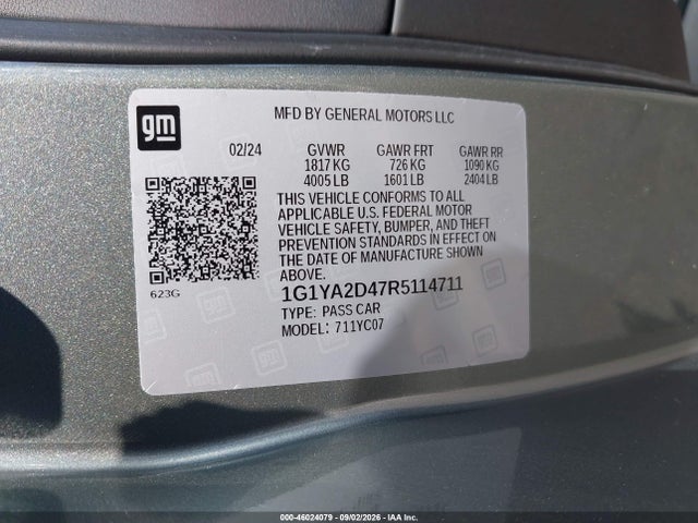 46024079 :رقم المزاد ، 1G1YA2D47R5114711 vin ، 2024 Chevrolet Corvette Stingray Rwd  1lt مزاد بيع