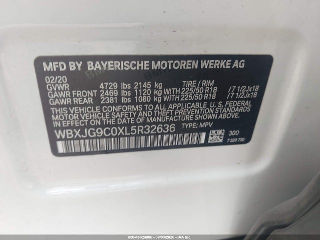Aukcja sprzedaży 2020 Bmw X1 Xdrive28i, vin: WBXJG9C0XL5R32636, numer aukcji: 46024086