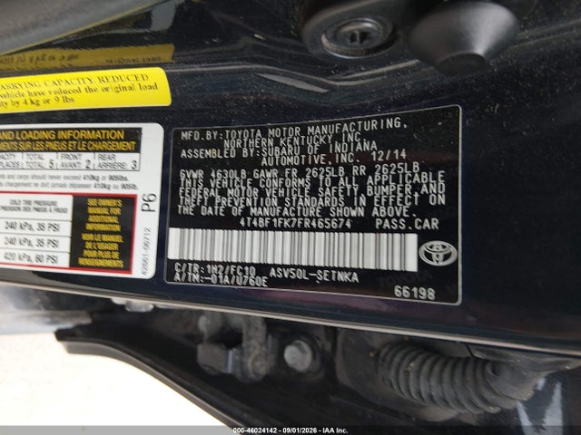 4T4BF1FK7FR465674 Toyota CAMRY LE