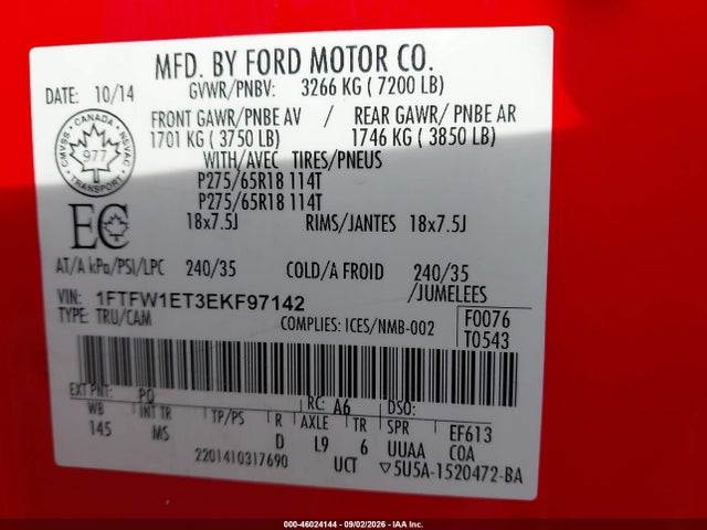 Ford F-150 Xlt 2014 1FTFW1ET3EKF97142 Image 9