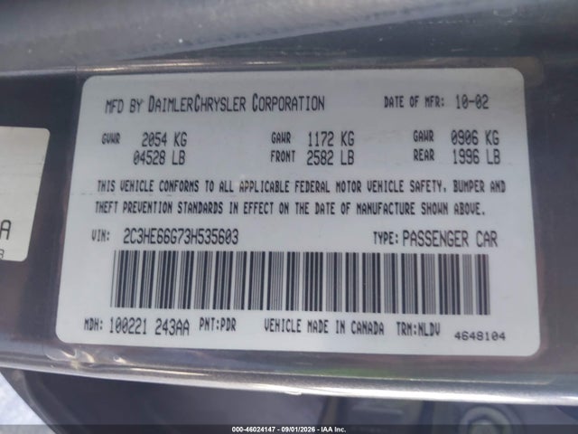 Продаж на аукціоні авто 2003 Chrysler 300m, vin: 2C3HE66G73H535603, номер лоту: 46024147