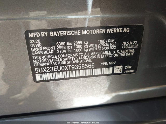 BMW X5 Xdrive40i 2026 5UX23EU0XT9358566 Image 9
