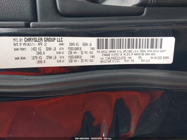 Продаж на аукціоні авто 2012 Jeep Grand Cherokee Laredo, vin: 1C4RJFAG5CC310733, номер лоту: 46024200