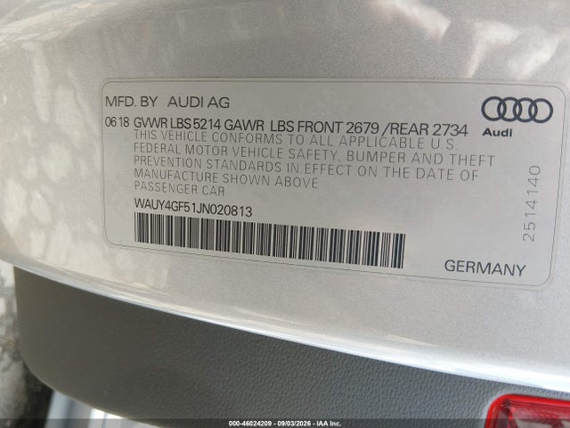 Aukcja sprzedaży 2018 Audi S5 3.0t Premium Plus, vin: WAUY4GF51JN020813, numer aukcji: 46024209
