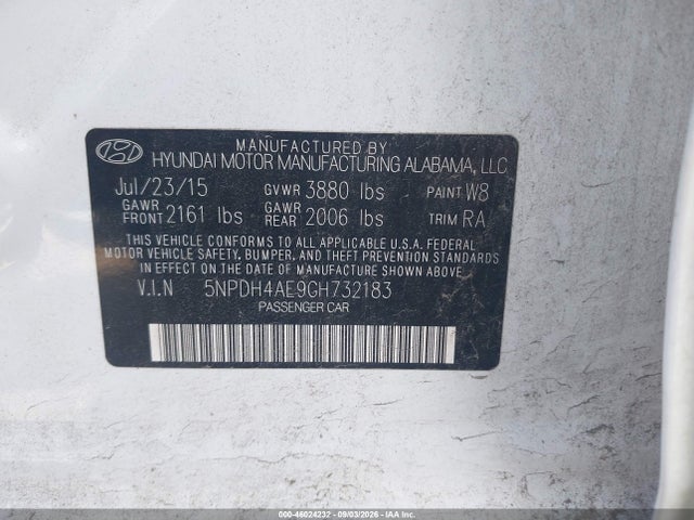 Продажа на аукционе авто 2016 Hyundai Elantra Se, vin: 5NPDH4AE9GH732183, номер лота: 46024232