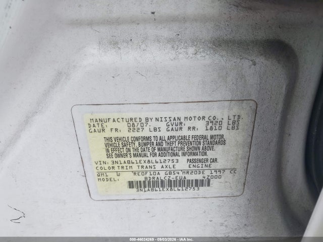 Продажа на аукционе авто 2008 Nissan Sentra 2.0, vin: 3N1AB61EX8L612753, номер лота: 46024269