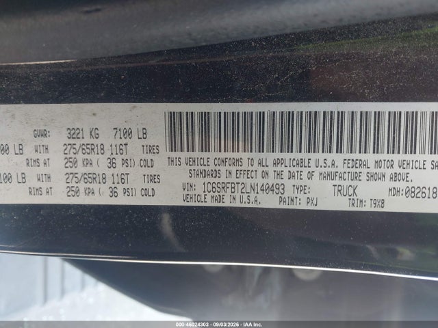 Aukcja sprzedaży 2020 Ram 1500 Big Horn  4x4 6'4 Box, vin: 1C6SRFBT2LN140493, numer aukcji: 46024303