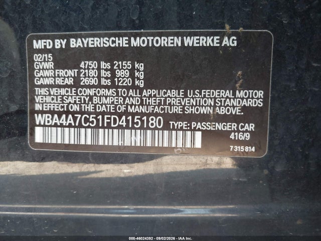 Aukcja sprzedaży 2015 Bmw 428 Gran Coupe Xdrive, vin: WBA4A7C51FD415180, numer aukcji: 46024392