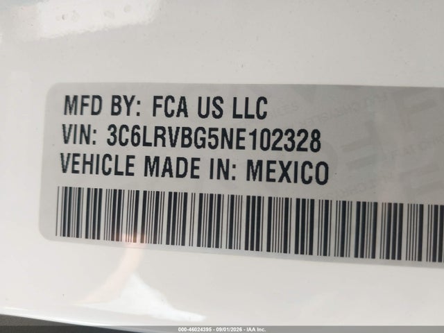 46024395 :رقم المزاد ، 3C6LRVBG5NE102328 vin ، 2022 Ram Promaster 1500 High Roof 136 Wb مزاد بيع