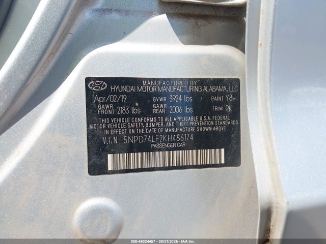 Hyundai ELANTRA SE 2019 5NPD74LF2KH486174 Image 9