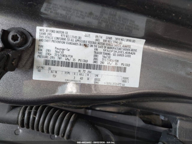 46024482 :رقم المزاد ، 1FADP3K20EL408426 vin ، 2014 Ford Focus Se مزاد بيع