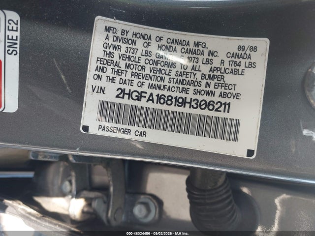 Продаж на аукціоні авто 2009 Honda Civic Ex, vin: 2HGFA16819H306211, номер лоту: 46024486
