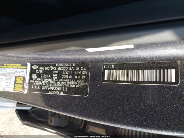 Продаж на аукціоні авто 2019 Kia Forte Lxs, vin: 3KPF24AD0KE071111, номер лоту: 46024499