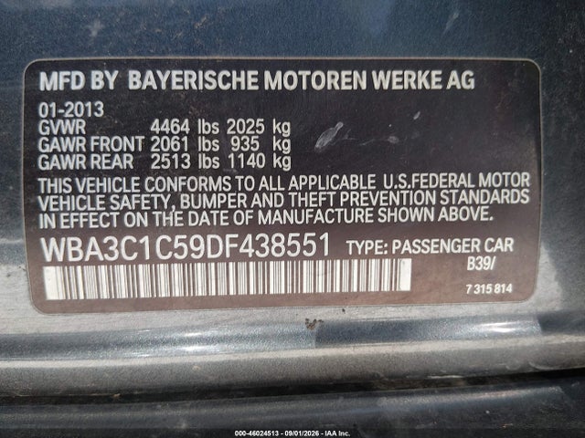 Aukcja sprzedaży 2013 Bmw 328i, vin: WBA3C1C59DF438551, numer aukcji: 46024513