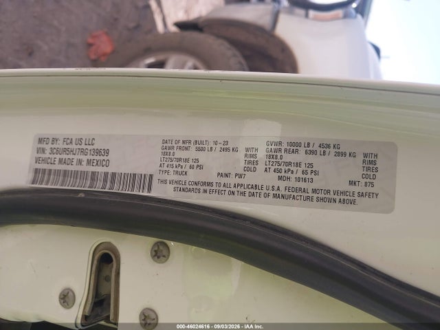 Продажа на аукционе авто 2024 Ram 2500 Tradesman  4x4 8' Box, vin: 3C6UR5HJ7RG139639, номер лота: 46024616
