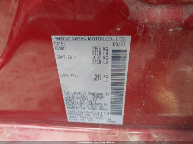 Продажа на аукционе авто 2023 Nissan Altima Sv Fwd, vin: 1N4BL4DV7PN412173, номер лота: 46024648