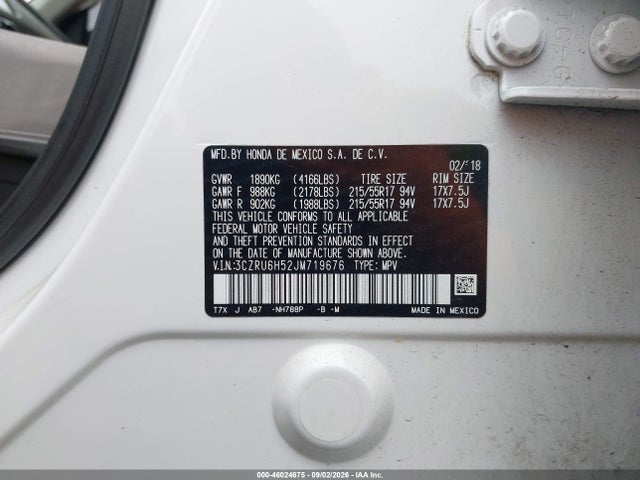 Honda HR-V EX 2018 3CZRU6H52JM719676 Image 9