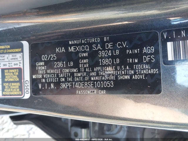 Продажа на аукционе авто 2025 Kia K4 Lxs, vin: 3KPFT4DE8SE101053, номер лота: 46024832