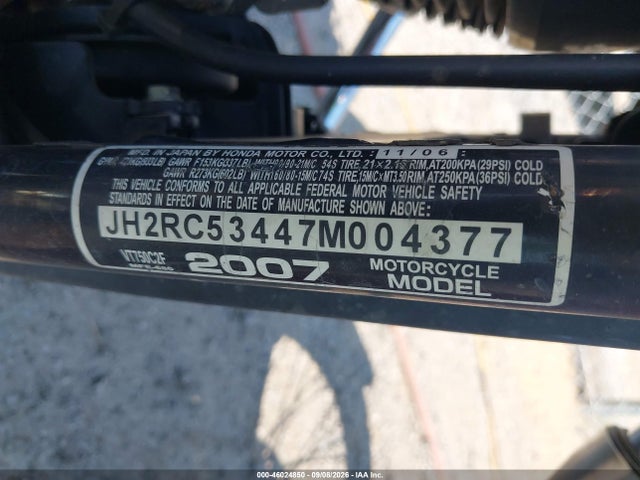 2007 Honda Vt750 C2f მანქანა იყიდება აუქციონზე, vin: JH2RC53447M004377, აუქციონის ნომერი: 46024850