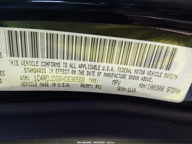 Продажа на аукционе авто 2017 Dodge Durango Gt Awd, vin: 1C4RDJDG6HC636568, номер лота: 46024952