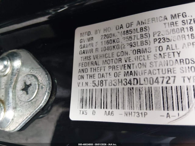 Продаж на аукціоні авто 2013 Acura Rdx, vin: 5J8TB3H34DL004727, номер лоту: 46024958