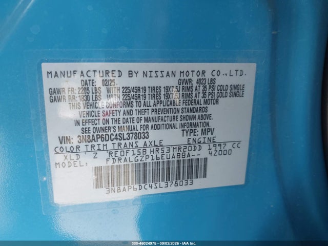 Продажа на аукционе авто 2025 Nissan Kicks Sr Fwd, vin: 3N8AP6DC4SL378033, номер лота: 46024975