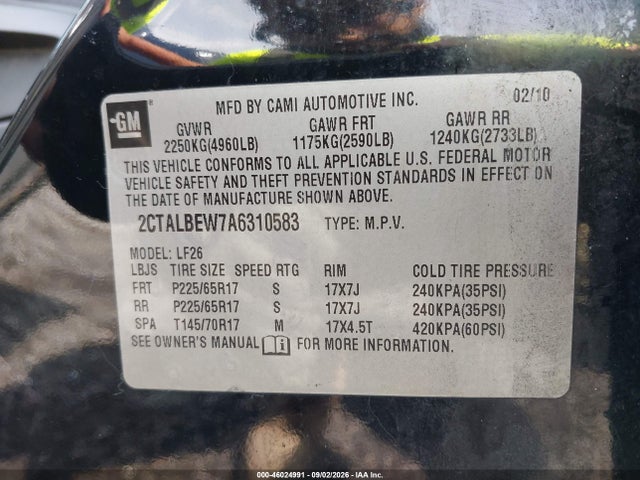 Продаж на аукціоні авто 2010 Gmc Terrain Sle-1, vin: 2CTALBEW7A6310583, номер лоту: 46024991